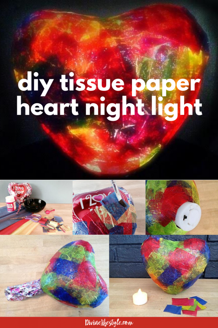 DIY Heart Craft Tissue Paper Night Light