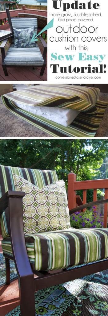 Update your Outdoor Cushion Covers with this SEW SUPER EASY cushion cover tutorial from Confessions of a Serial Do-it-Yourselfer