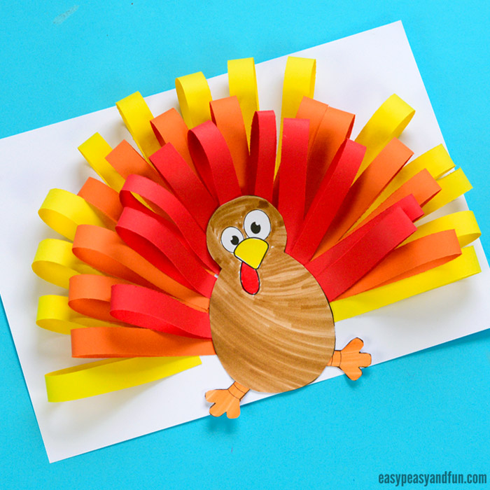 Paper Strips Turkey Craft for Kids