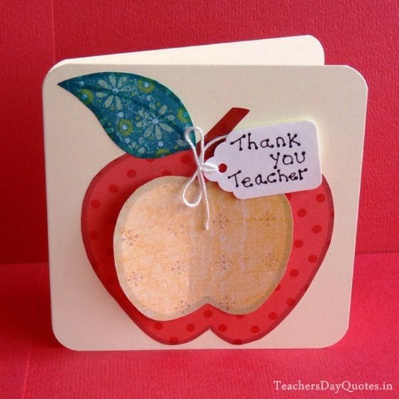 Thank you teacher apple shape paper card Awesome Teachers’ Day Gift Ideas with Thank You Cards