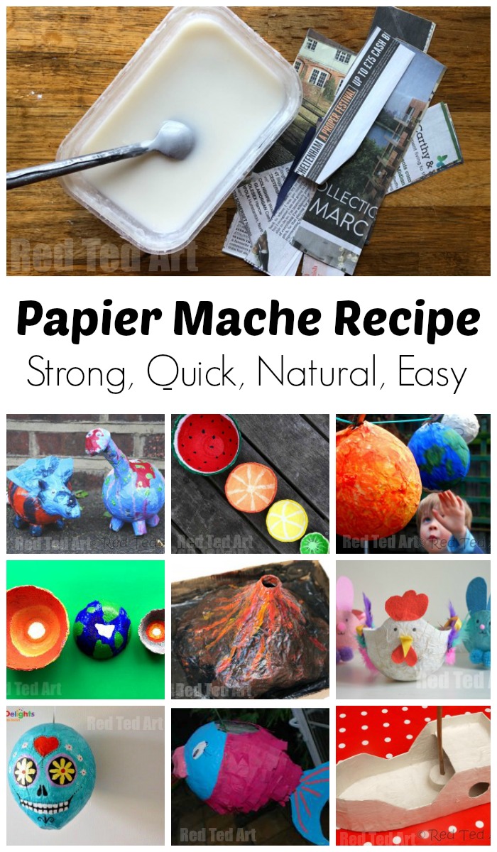 Papier Mache Recipe for crafts with projects shown
